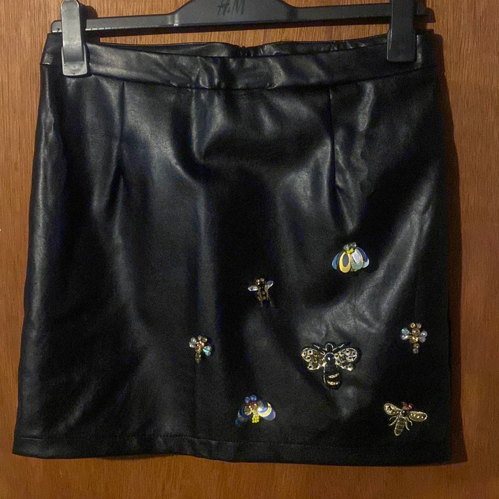 Black faux leather skirt
